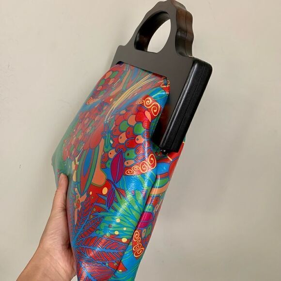 Genuine Leather Fruit Printed Gradient Color Wood Handle bag & 2 Chain Styles - Picture 14 of 16